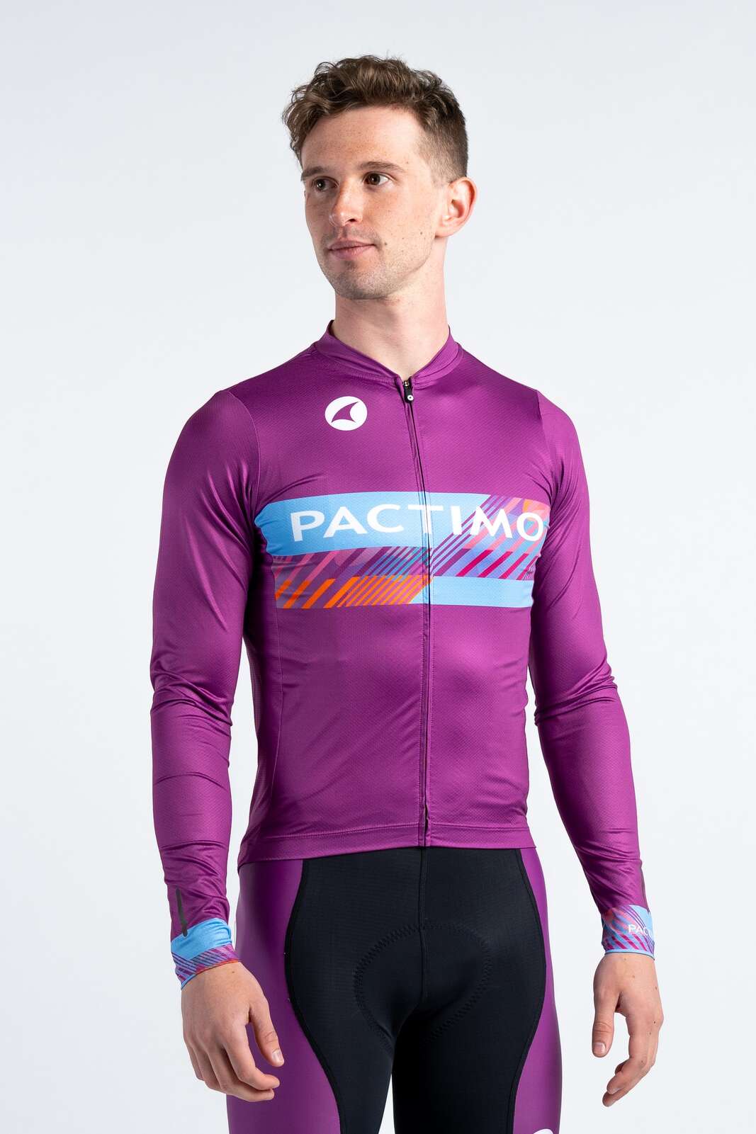 Men's Custom Cycling Jersey - Ascent Aero Long Sleeve Front View #fit_aero