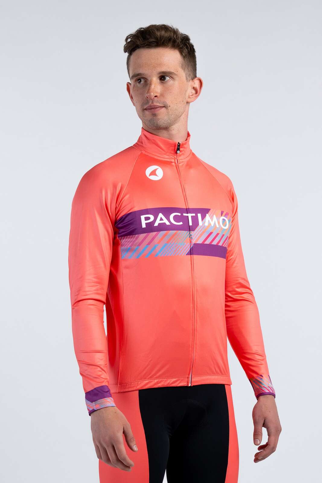 Men's Custom Thermal Cycling Jersey - Continental Long Sleeve Front View
