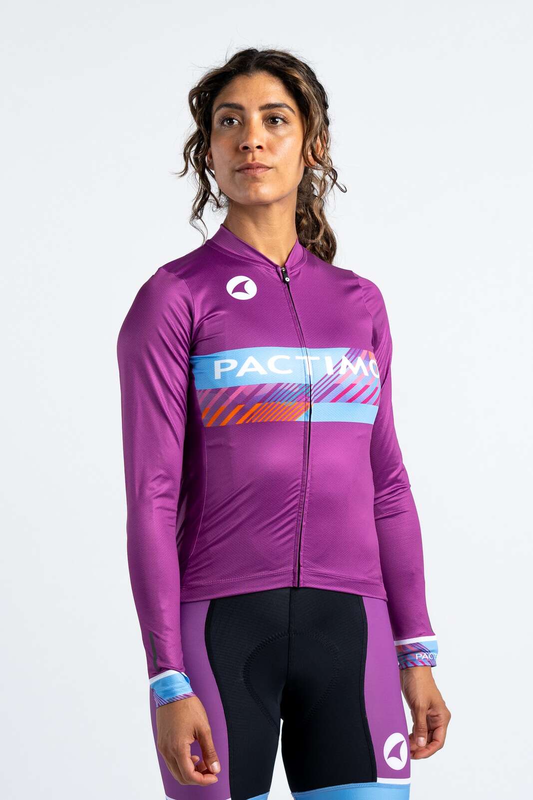 Women's Custom Long-Sleeve Cycling Jersey - Ascent Aero Front View #fit_aero