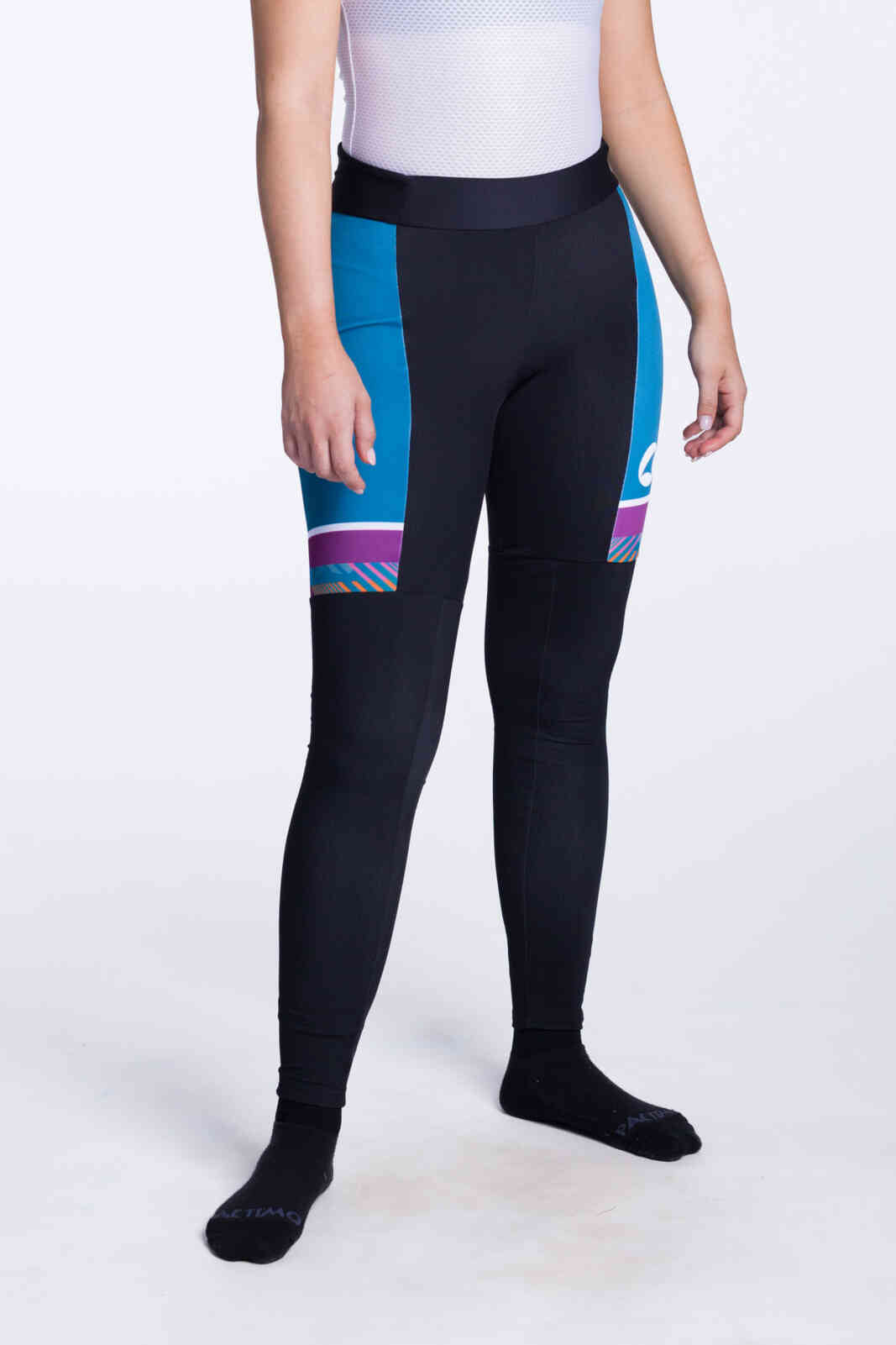 Women's Custom Thermal Cycling Tights - Alpine Front View