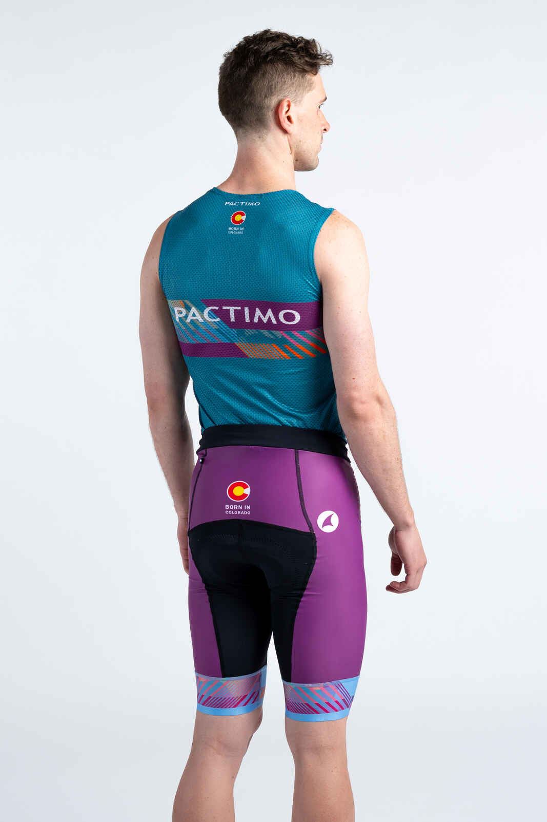 Men's Custom Cycling Shorts - Long Length Ascent Back View #length_long