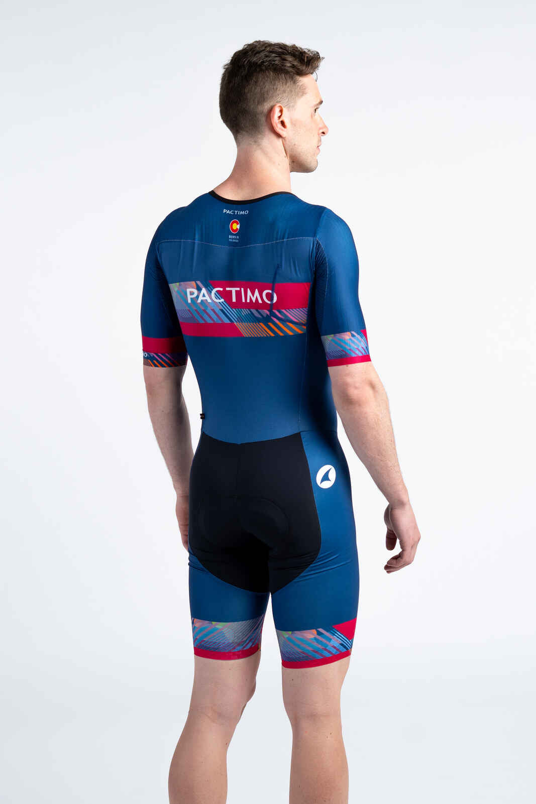 Men's Custom Cycling Skinsuit - Back View #color-options_black-rise