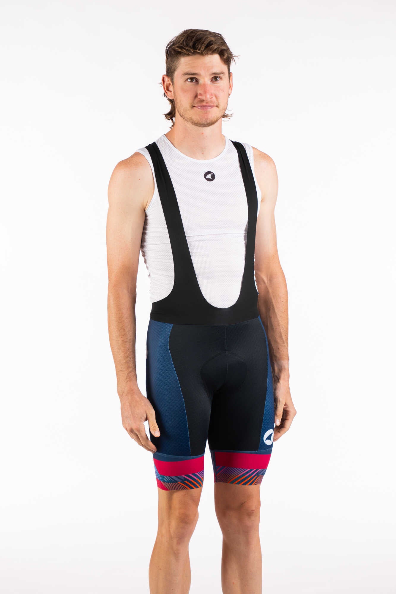 Men's Custom Long Length Cycling Bibs - Summit Raptor Front View #length_long