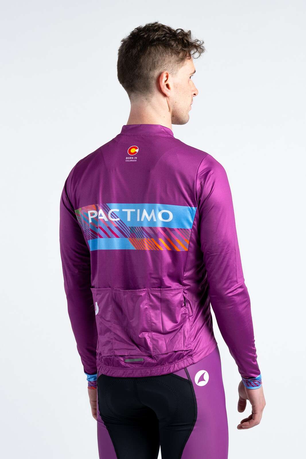 Men's Custom Cycling Jersey - Ascent Long Sleeve Back View #fit_traditional