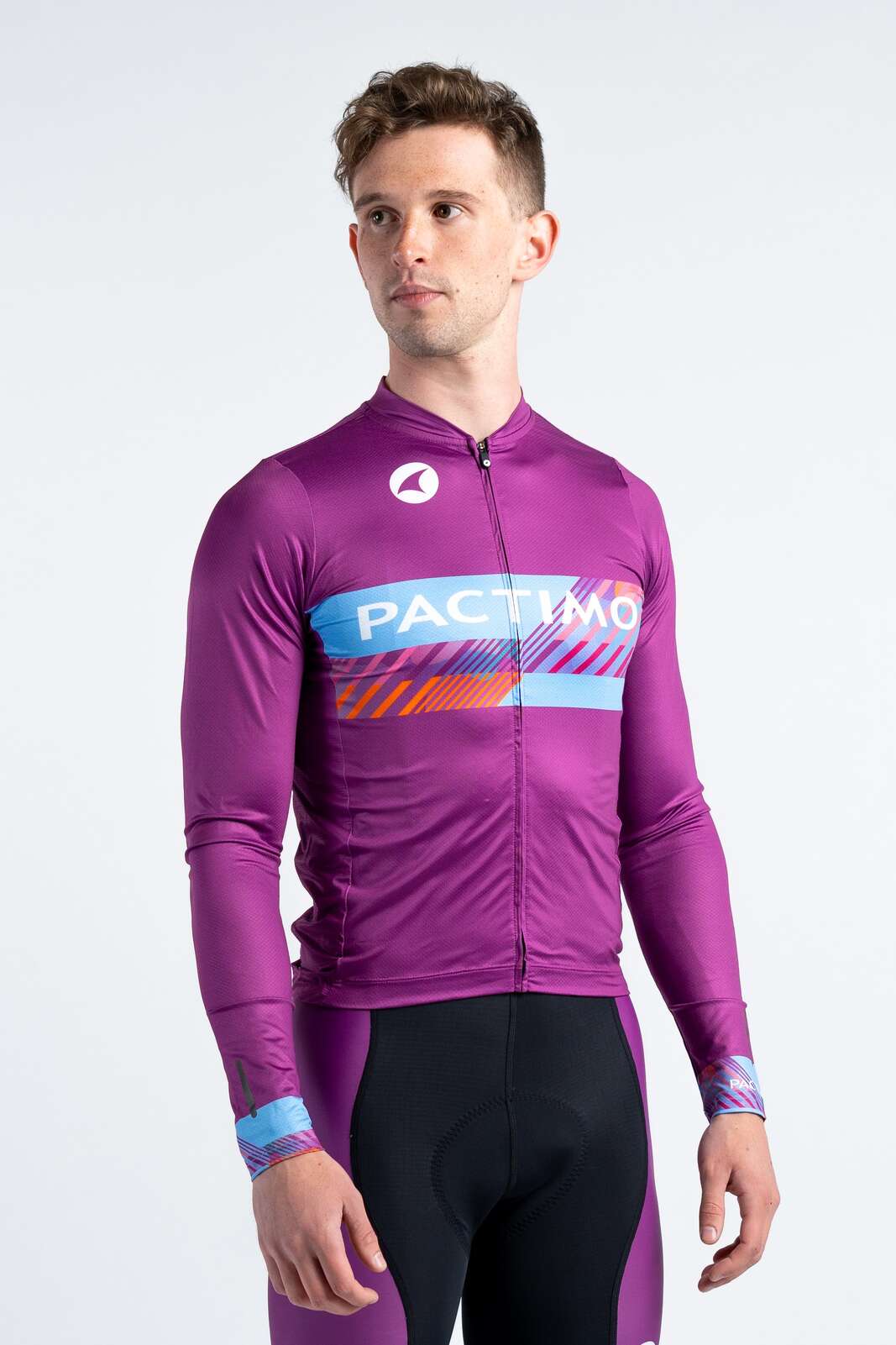 Men's Custom Cycling Jersey - Ascent Long Sleeve Front View #fit_traditional