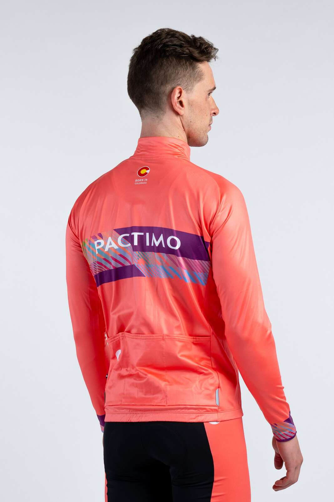 Men's Custom Thermal Cycling Jersey - Continental Long Sleeve Back View