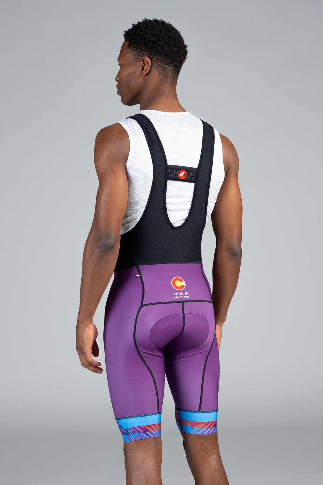 Men's Custom Cycling Bibs - Ascent Vector Long Length Full-Print Back View #length_long