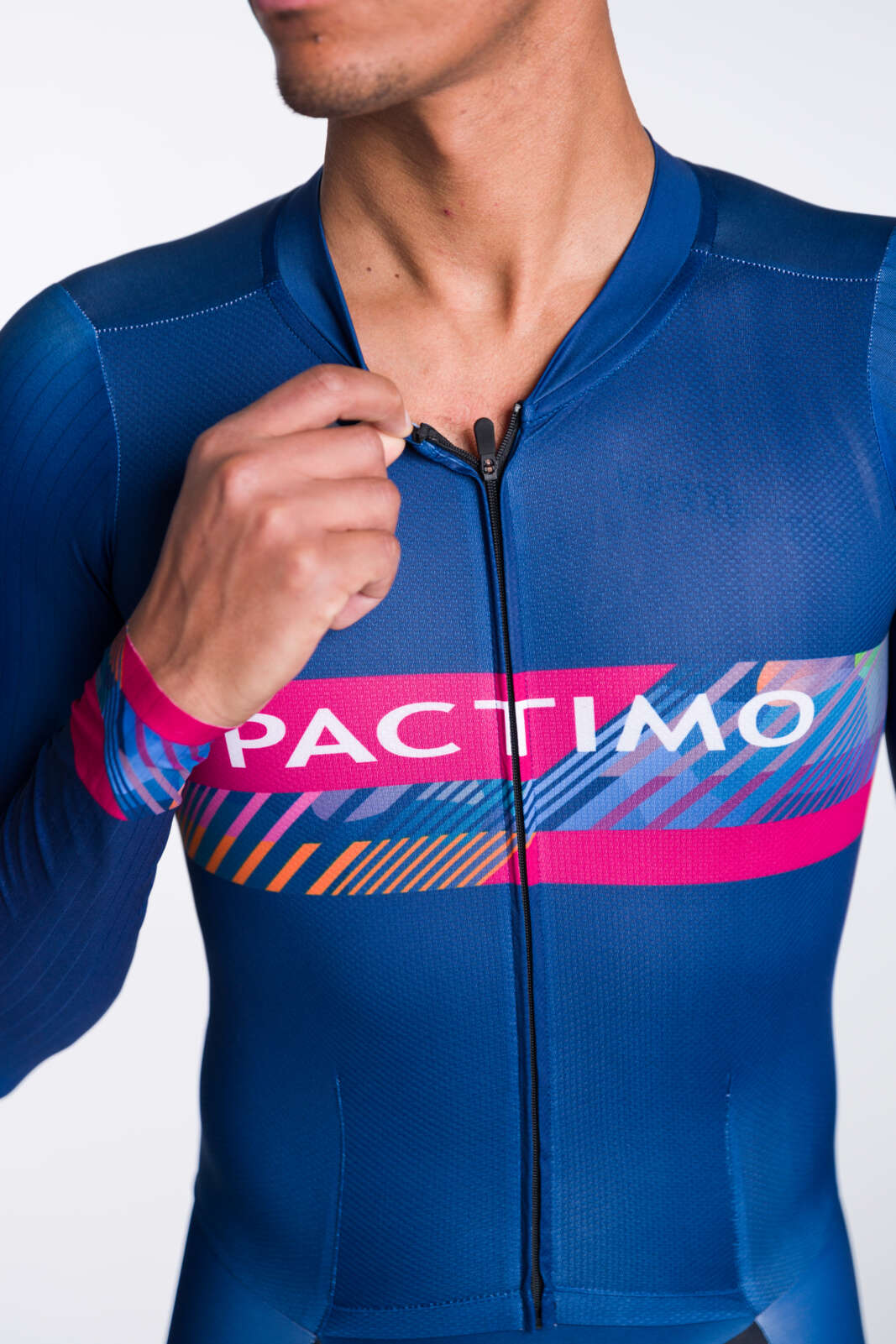 Men's Custom Cycling Skinsuit - Flyte Long Sleeve Zipper Detail