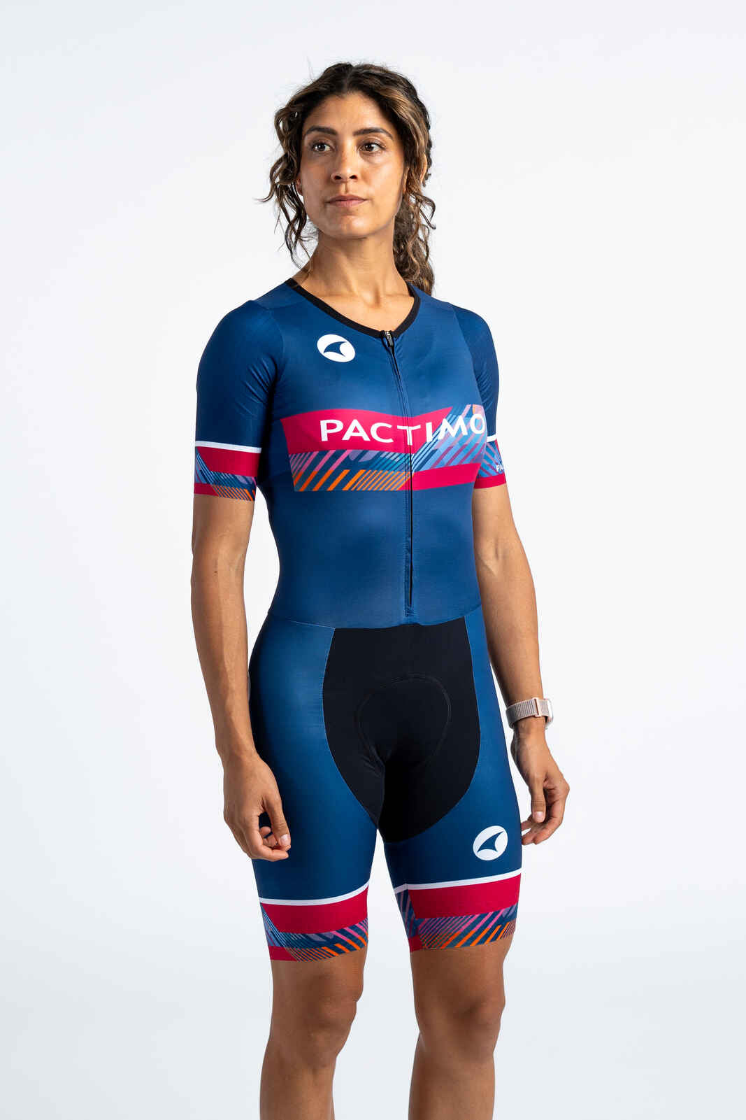 Women's Custom Cycling Skinsuit - Front View #color-options_black-rise