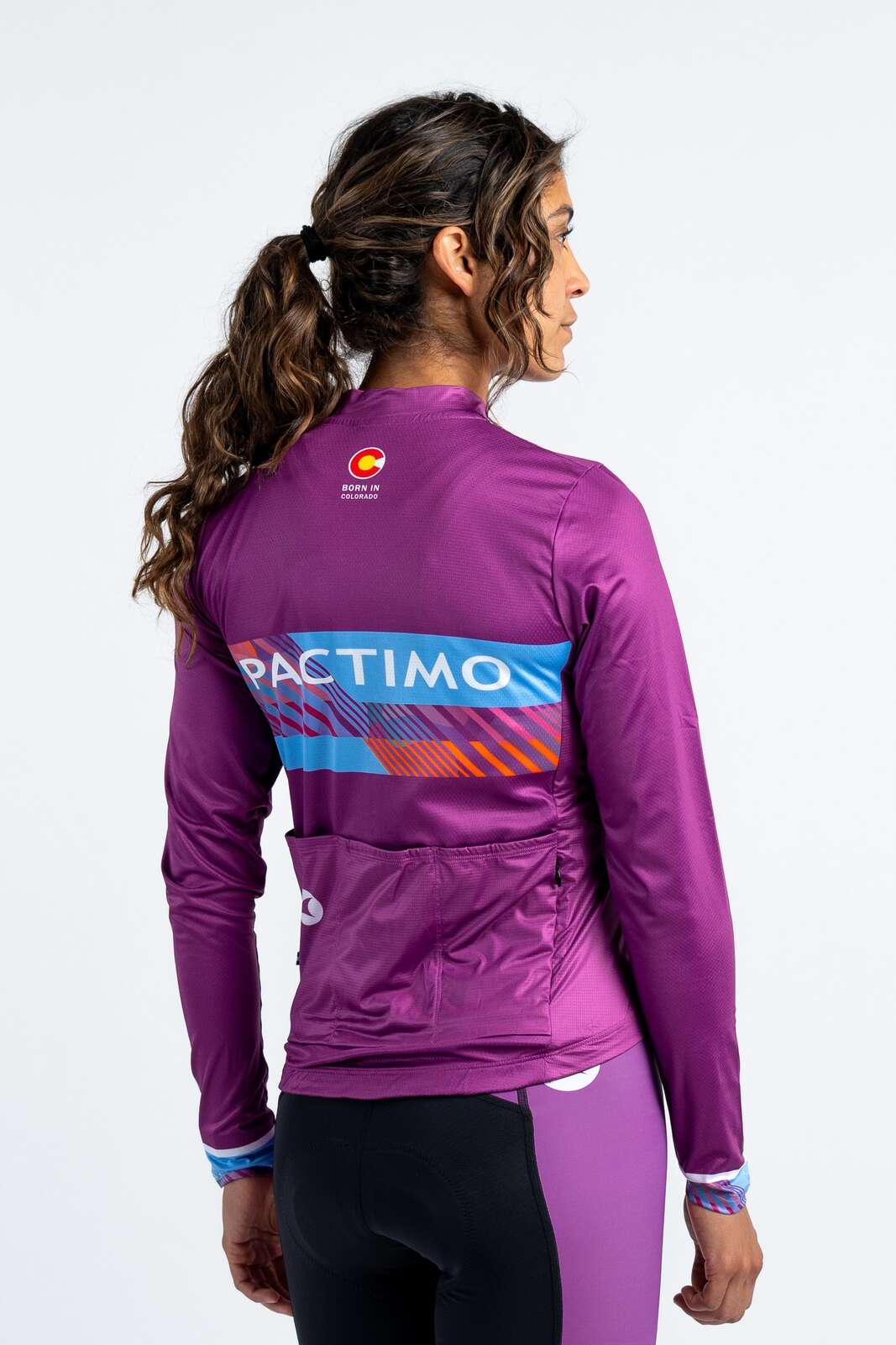 Women's Custom Long-Sleeve Cycling Jersey - Ascent Back View #fit_traditional