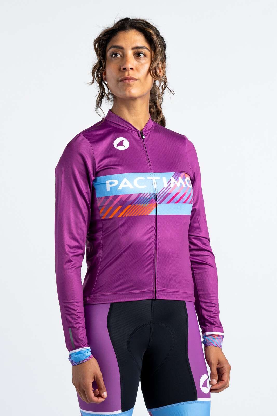Women's Custom Long-Sleeve Cycling Jersey - Ascent Front View #fit_traditional
