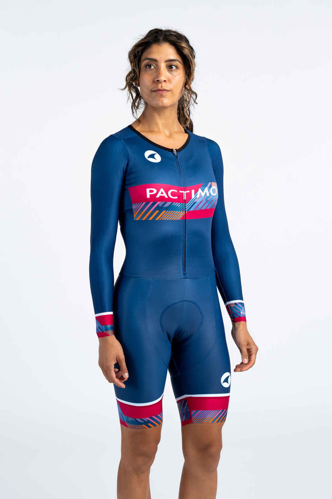 Women's Custom Cycling Skinsuit - Fully Printable Long Sleeve Front View #color-options_fully-printed