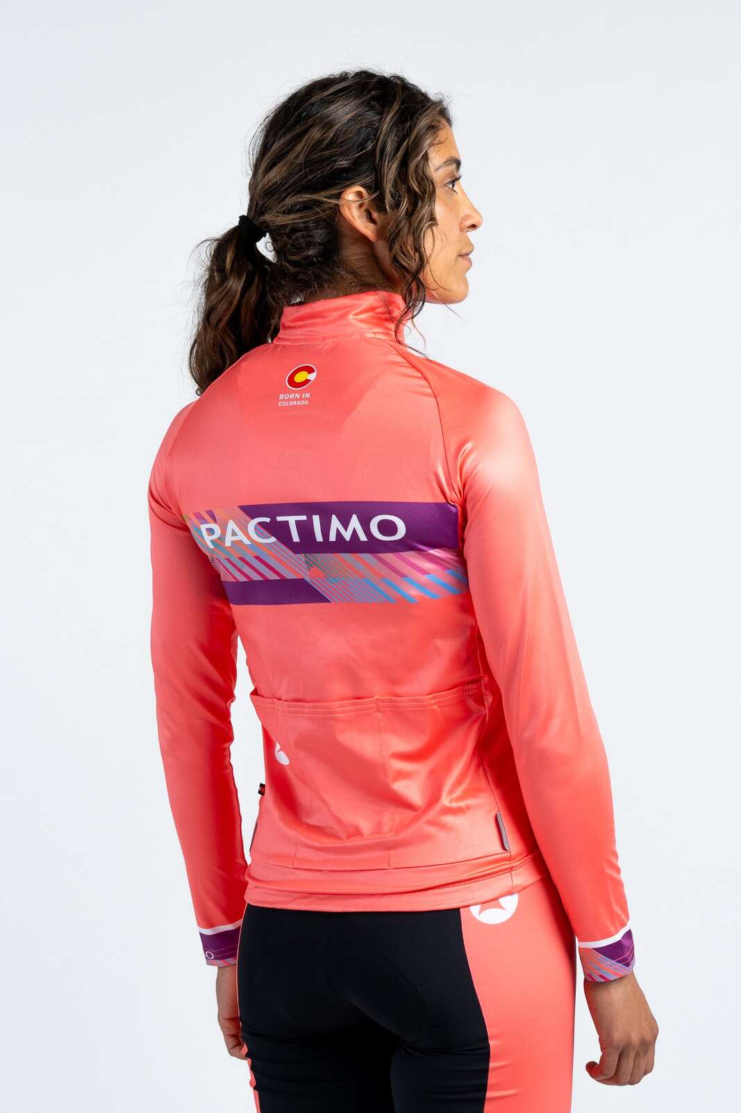 Women's Custom Thermal Cycling Jersey - Continental Long-Sleeve Back View