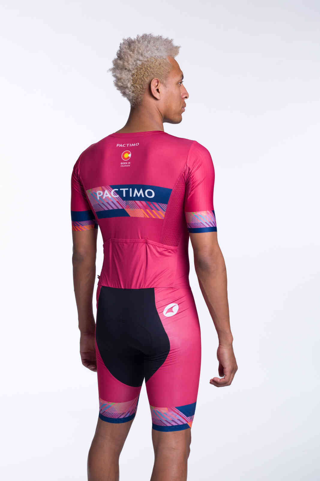 Men's Custom Lightweight Cycling Skinsuit - Flyte Back View #color-options_black-rise